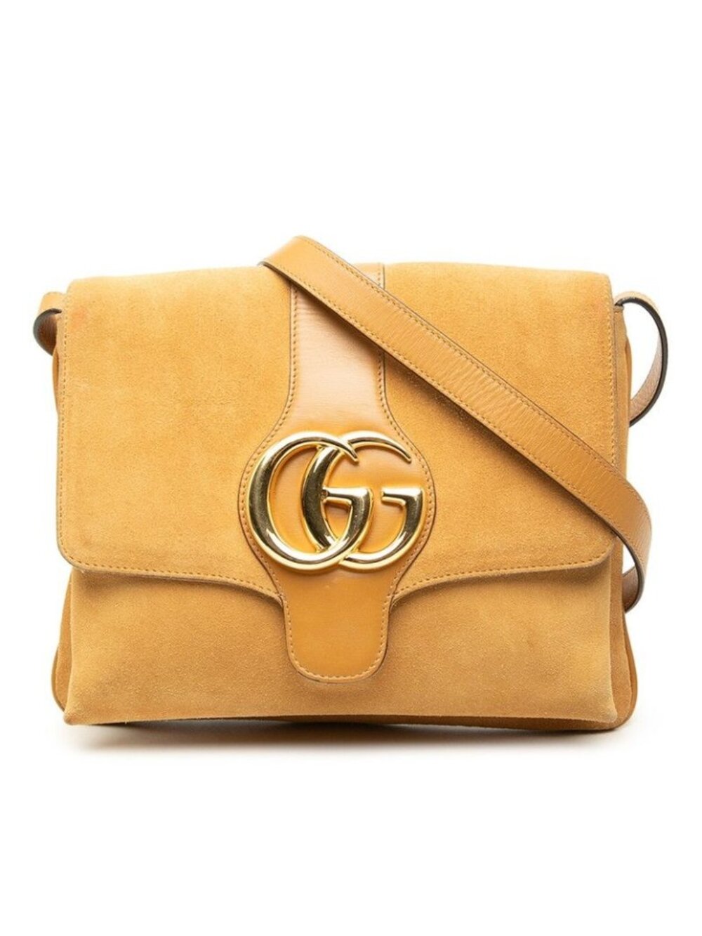 Gucci Double G Allie Crossbody Shoulder Bag Brown Suede